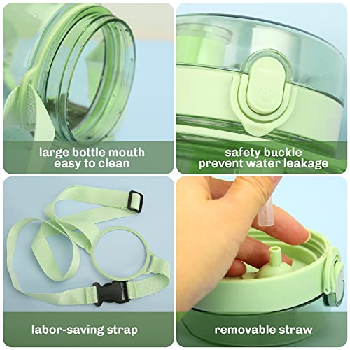 Moioibe Water Bottle With Straw 45Oz Green Water Jug Aesthetic Big Belly Water Bottles With Straw For Women Kawaii Water Bottles With Strap Unique Kids Water Bottle #TOP5