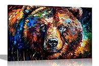 Grizzly Bear Portrait canvas wall art prints for wall, featuring fade-resistant ink which ensures long lasting vibrant colours, hand stretched around an 18mm thick pine wood frame. 30 DAYS FREE RETURN AND MONEY BACK GUARENTEE. We guarantee 100% satis...