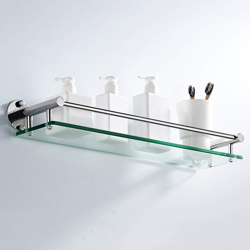 Estantería de acero inoxidable para baño, estante de cristal templado de 8 mm, rectangular, montado en la pared, cesta de almacenamiento para ducha