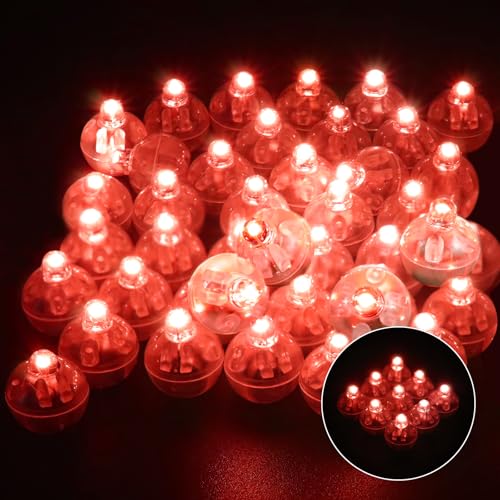 100 PCS (Red) Balloon Lights with Long Standby Time, Mini Ball Lights, Round LED Flash Lamp for Paper Lantern Balloon Party Wedding Birthday Celebration Festival Halloween Christmas Decoration