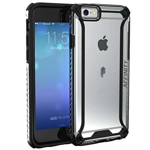 Taktoppy iPhone 6S Plus Case, Poetic Affinity Series Premium Thin/No Bulk/Protection Where its Needed/Clear/Dual Material Protective Bumper Case for Apple iPhone 6S Plus/iPhone 6 Plus(Black/Clear)