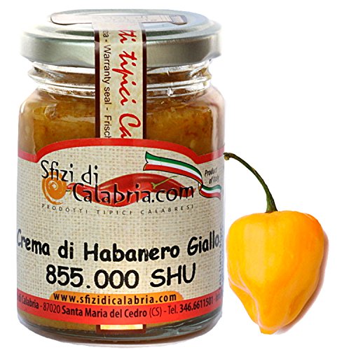 Crema di Habanero Giallo Yellow, Patè di Peperoncino Piccante da Piccantezza Micidiale in olio, Prodotti Tipici Calabresi Sfizi di Calabria