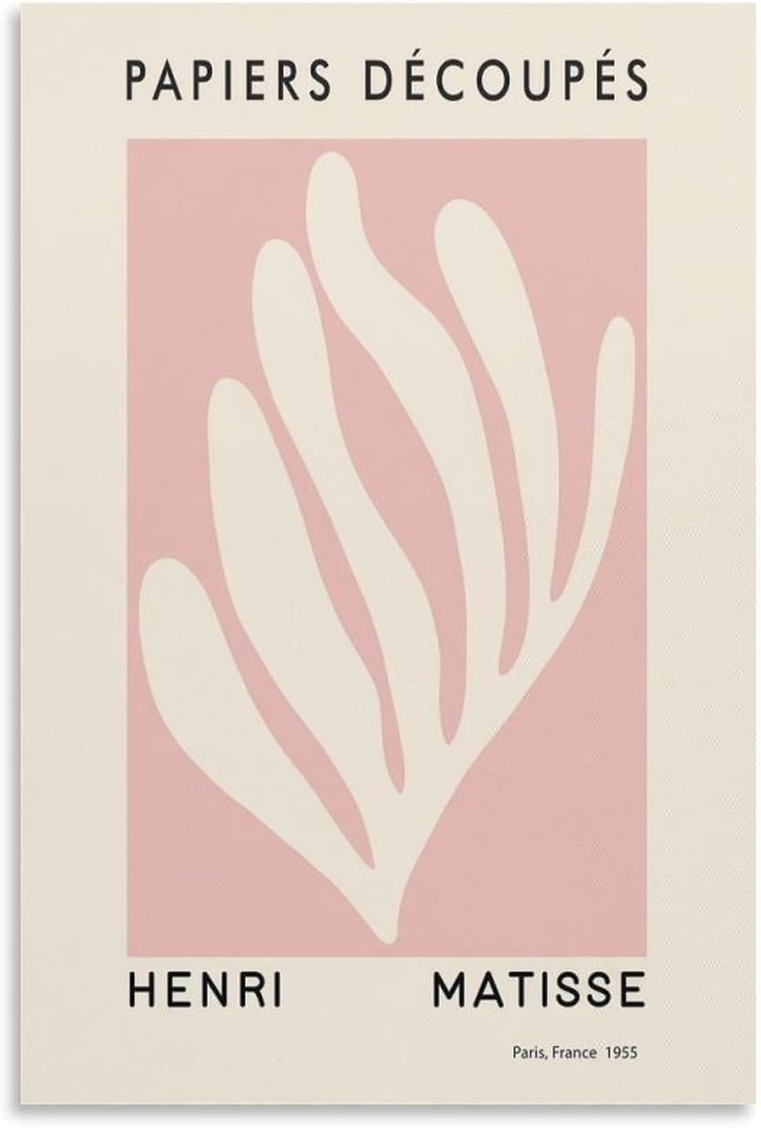 Rikin Liuff Light Pink Cutouts by Henri Matisse Poster and Prints Exhibition Wall Art Henri Matisse Painting Canvas for Home Picture Decor 40x55cm Frameless