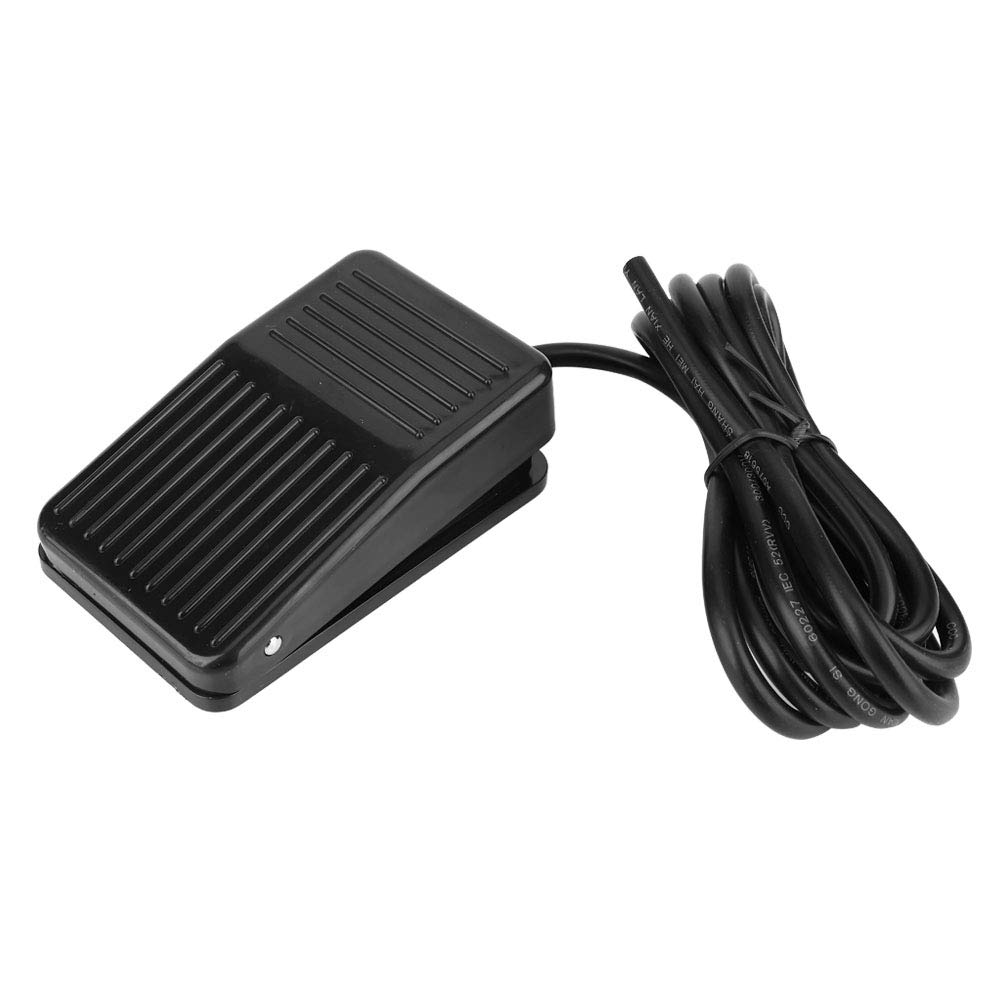 Grand Bouton Poussoir momentané Interrupteur au Pied étanche Pédale Interrupteur de Verrouillage Noir Tfs 01 250Vac 10A Anti-dérapant momentané Contrôleur de Pied de (2 mètres de long)