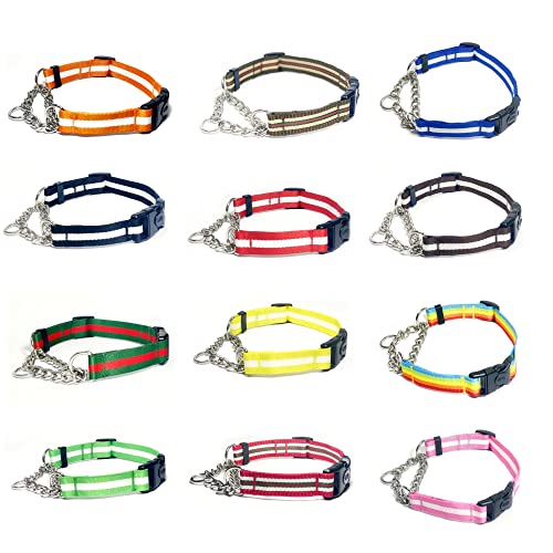 Puroayet Martingale Collar For Dogs,Adjustable Nylon Collars With Quick Release Buckle,Multicolor Stripe,Stainless Steel Chain No Pull Training Collars For Samll Medium Large Dogs(Red And White,S) #TOP5