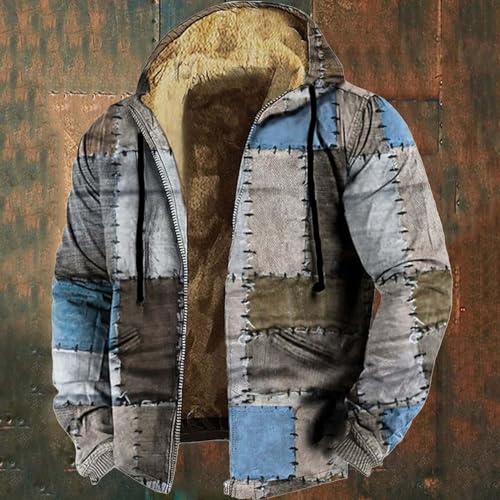 Mens Hippie Patchwork Sherpa Fleece Lined Jackets Western Vintage Zip Up Hoodies Warm Thicken Heavyweight Chore Coats2