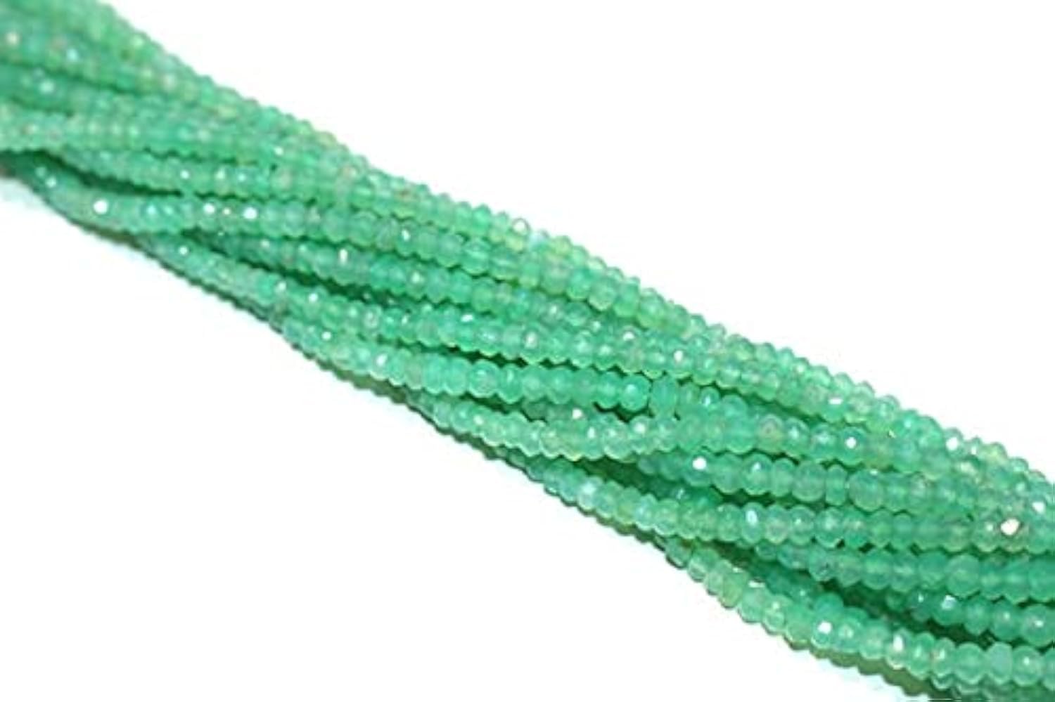 Chrysoprase perle rondelle 3mm en fil de pierre naturelle facettée haut de gamme