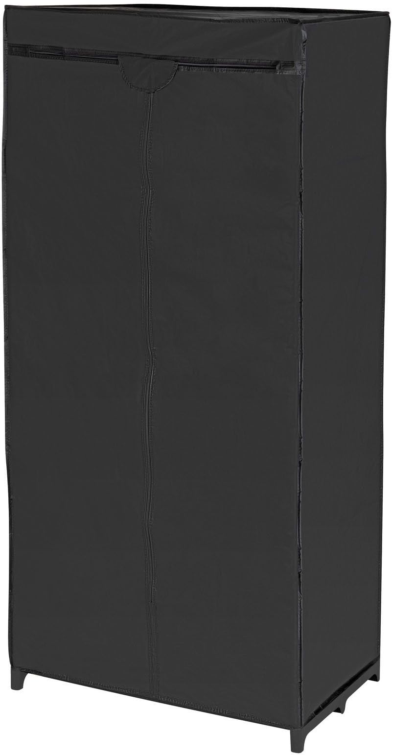Kleiderschrank Stoffschrank mit Kleiderstange und Ablage, Mobiler Faltschrank zur Kleideraufbewahrung, Textilschrank mit Staubschutz für Schlafzimmer, Gästezimmer, Schwarz, 75 x 160 x 50 cm