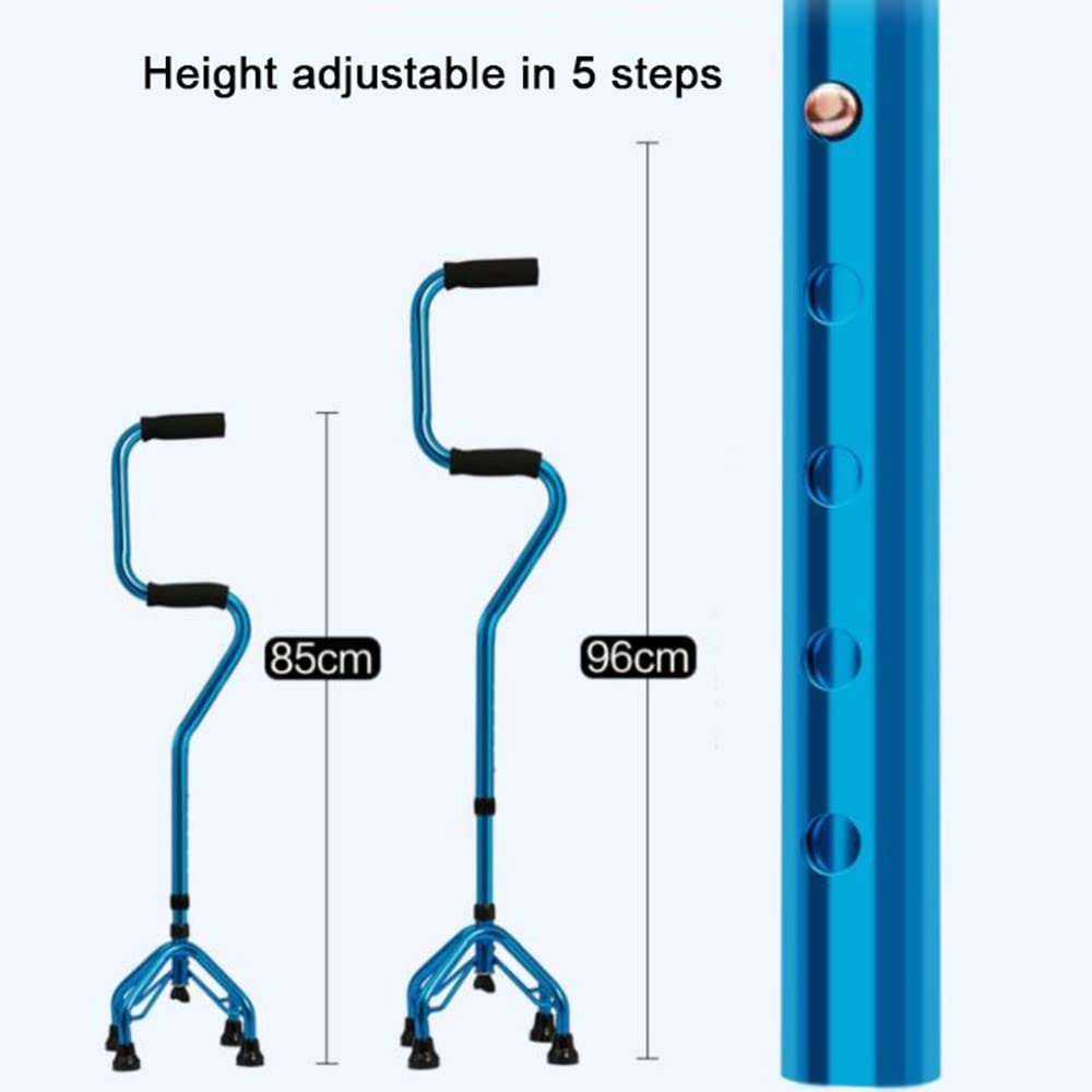 KADEUX Quadripode Bastone Quattro Piedi, Canna Anziani Aiuto per La Mobilità, Bastone da Passeggio Unisex, Bastone Estensibile con Base Stabile