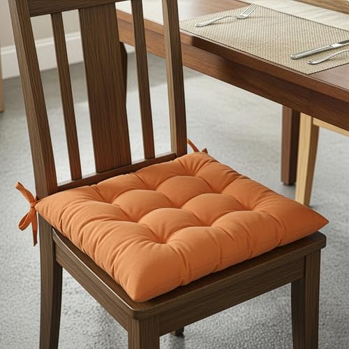 Image of Kuber Industries 16 Inch Heavy Velvet Chair Pad Cushion with Drawstrings for Dining, Office & Home | Soft Seat Pad | Support for Long Sitting | Golden