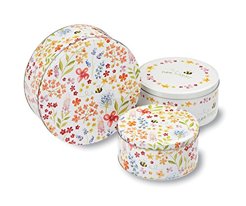 Abeille Joyeux Design Cuisine Cupcake Cup Cake Cookie Biscuit Boîte de Rangement Boite Cadeau - Multi, Set of 3 Sizes Cover