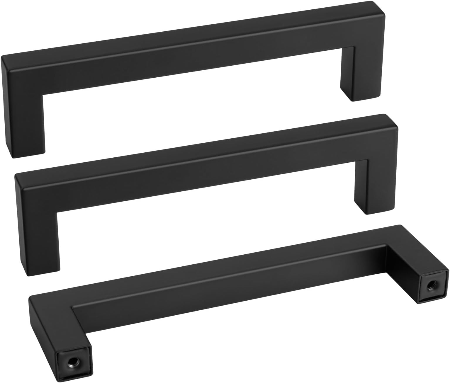 Goldenwarm Black Cabinet Handles Matte Black Drawer Pulls Stainless Steel Cabinets Hardware Square Bar Modern for Kitchen Bathroom Cupboard, 2 Pack 5 Inch