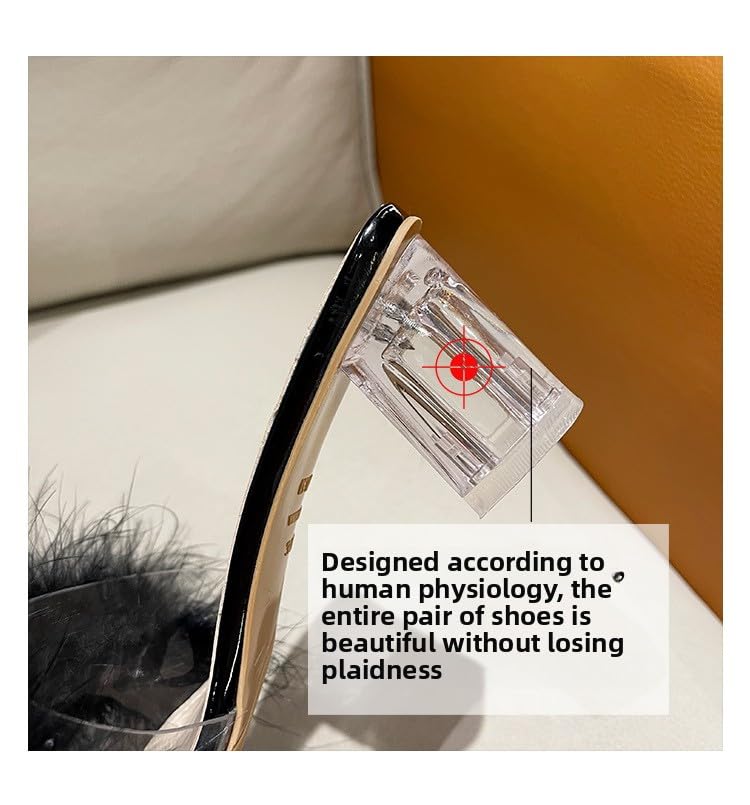 Fairy wind fluffy slippers female summer outer wear 2025 new student thick heel one-word drag crystal high heel cool slippers4