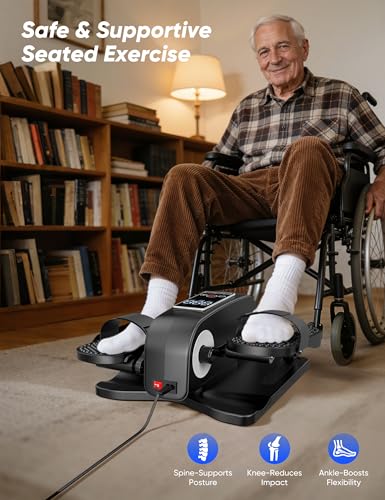 Image of Under Desk Elliptical Machine for Senior, Quiet Motorized Leg Exerciser with Smart Remote, Pedal Exerciser with Adjustable Speeds for Auto /Manual Modes, LCD Monitor, Easy to Use for Home Office