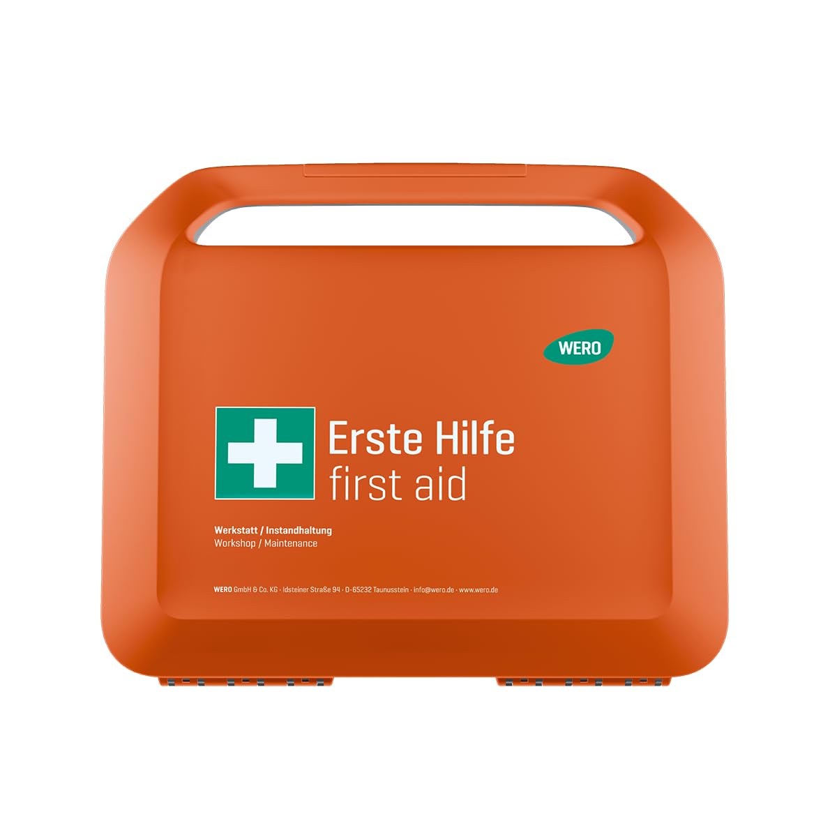 WERO Smart Case groß DIN 13157 Erste-Hilfe-Koffer | für Werkstatt & Instandhaltung, kompakt, robust & übersichtlich, staub- & spritzwassergeschützt, mit Farbleitsystem