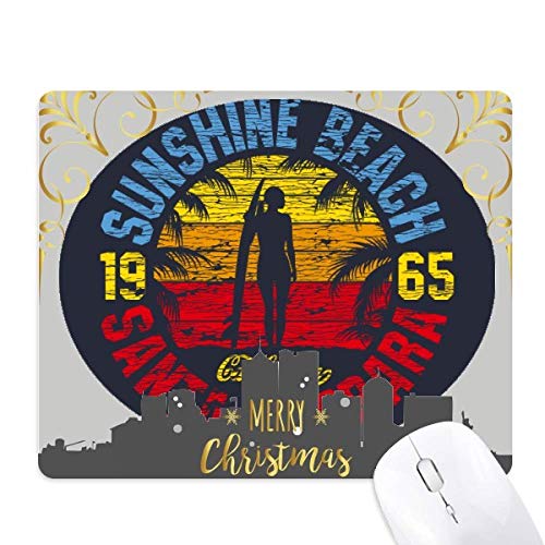 Tapis de souris en caoutchouc avec illustration de cocotier de Noël la nuit