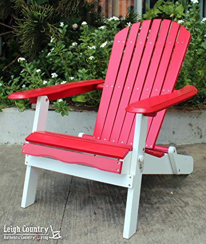 Leigh Country Tx 39032 Folding Adirondack, Red And White Chair #TOP5