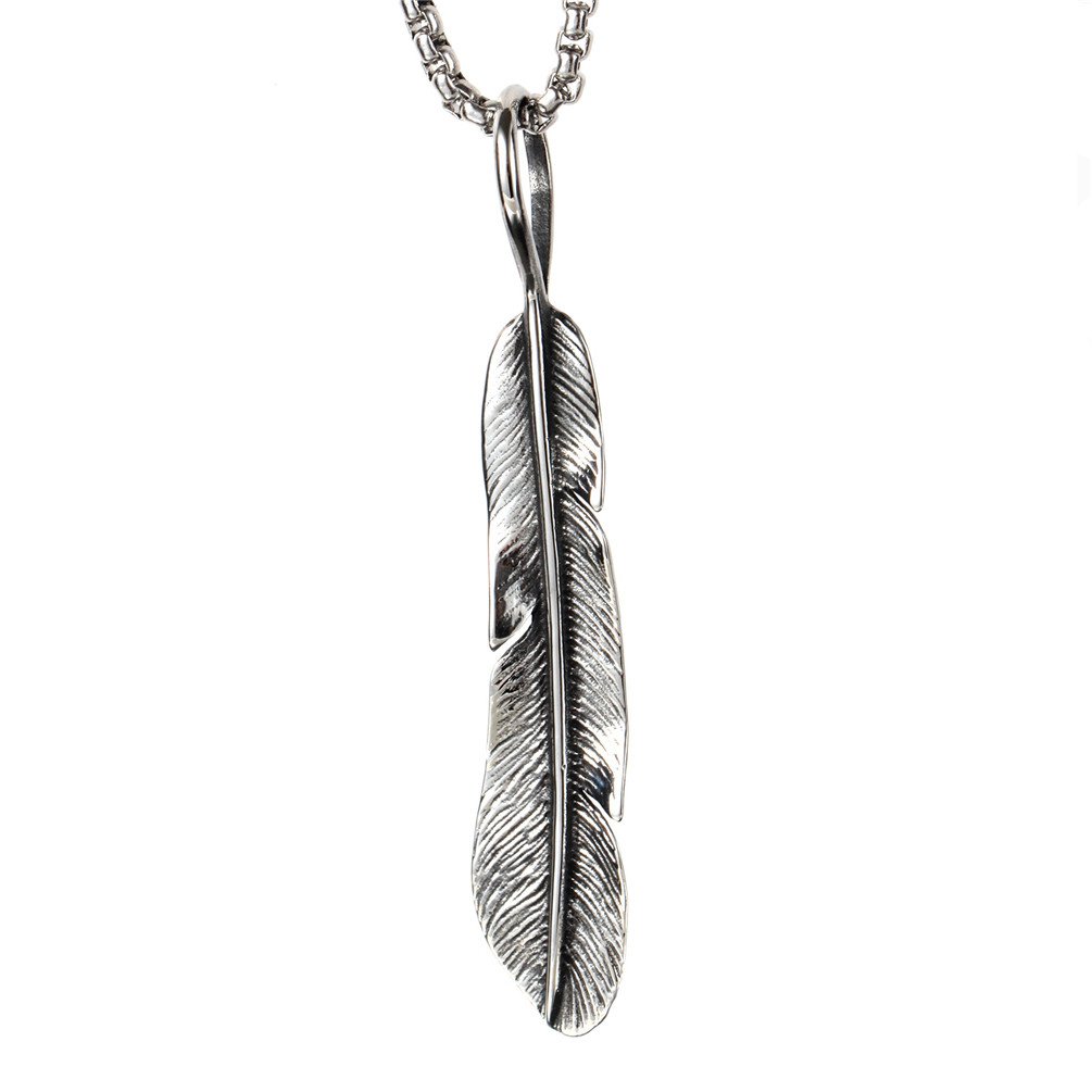 PAURO Stainless Steel Hip Hop Men's Biker Takahashi Feather Claws Pendants Retro Necklace for Punk Promise