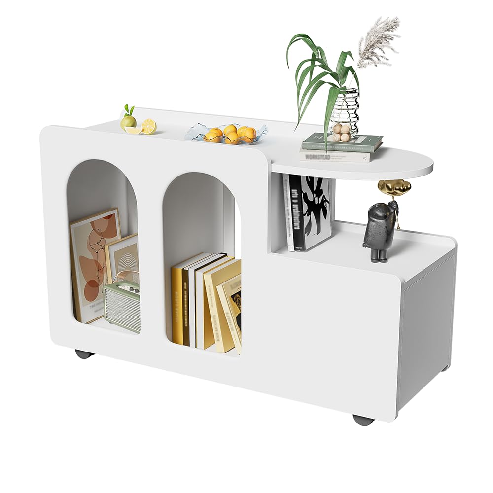 Chariot de rangement multifonction blanc pour libérer l'espace du salon avec élégance