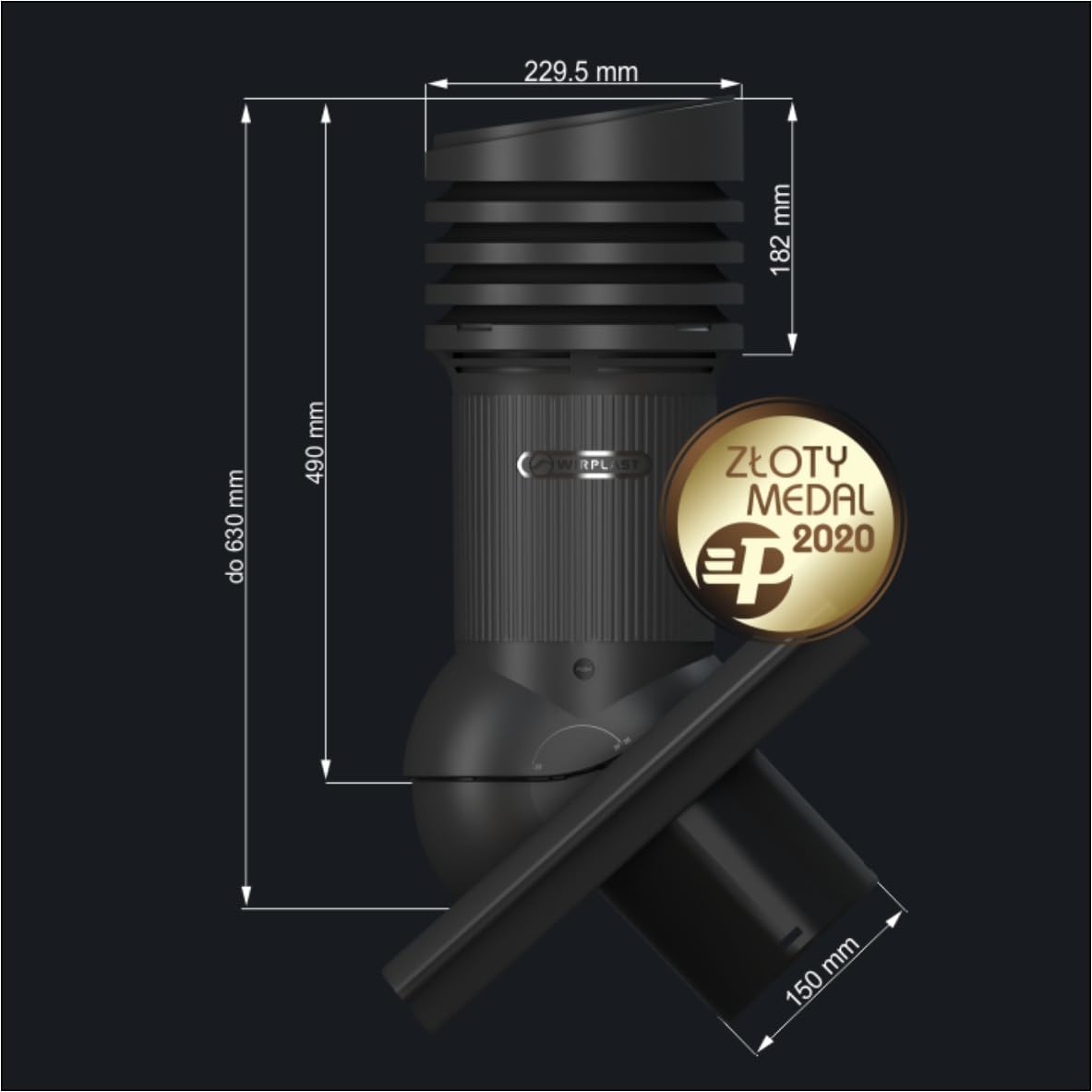 Entlüfterkamin Tile EVO DN150 Braas Doppel S Nelskamp S IBF Doppel-S ProDach Doppel-S Dachlüfter RAL8004