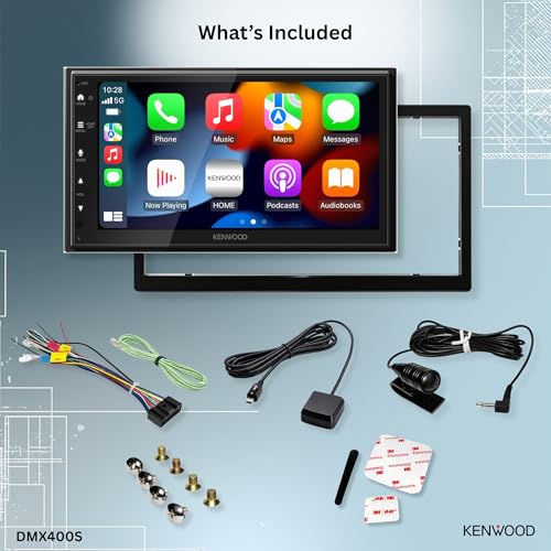 Image of KENWOOD DMX400S 6.8 inch Capacitive Touchscreen Digital Multimedia Receiver - Wired Apple CarPlay, Android Auto, Built in Bluetooth, Double DIN, Rear Camera Input, 13-Band EQ