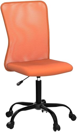 Miniatura 5 de Sillas ergonómicas, bonita silla de escritorio de oficina ajustable sin brazos con respaldo de malla y asiento grueso suave, cómoda silla giratoria