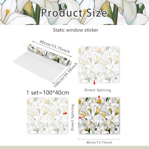 Vinilo Decorativo de Privacidad para Ventana Flores Blancas 15.75x40 pulgadas miniatura 5