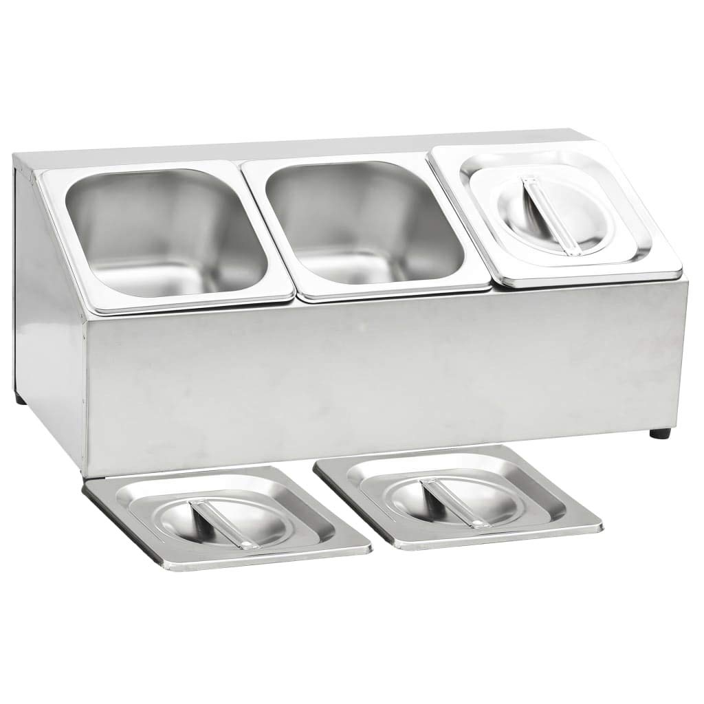 Gastronorm - Contenedor con 3 sartenes GN 1/6 de acero inoxidable
