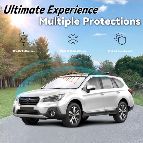 Image of Car Front Windshield Sun Shade for Subaru Outback 2015-2019, Car Window SunShades Shield Cover Sun Visor Protector with 240T Reflective Fabric UV & Sun Heat Protection Accessories