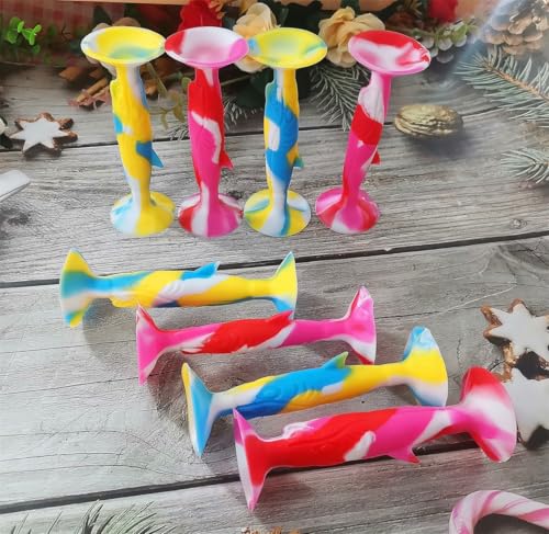 Image of 8 Packs Silicone Suction Cup Teething Fidgets Darts for 6-12 Month 1-3 Year olds Baby, Sensory Ocean Shark Animal