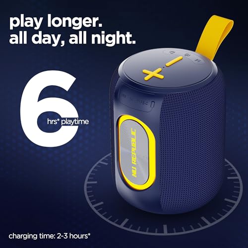 Image of Nu Republic SonicPop 2000 Portable Bluetooth Speaker | 16W Loud Sound, XBASS Deep Bass, RGB Lights, 66mm Driver, TWS Pairing, BT 5.4, Multi-Port, 6 Hrs Playtime, Carry Strap (Blue)