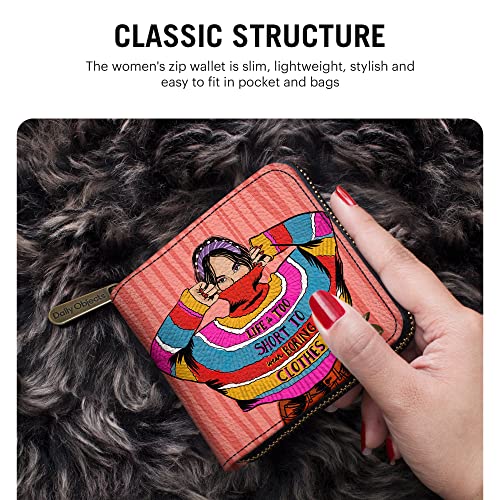 Image of DailyObjects Women's Zip Wallet | Made with Vegan Leather Material | Carefully Handcrafted | Holds up to 8 Cards | Slim and Easy to Fit in Pocket | Coin Pocket with Button Closure