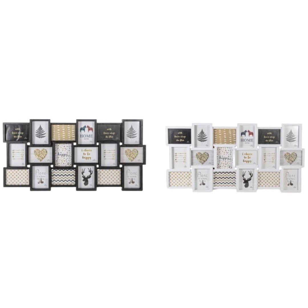 Hampton & Stewart White Large Multi Aperture Collage Picture Frame Holds 18 Flat Photos Wood Look (White)