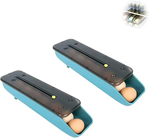 Homezo - Bandeja de almacenamiento de huevos Caja de almacenamiento automática de huevos rodantes dispensador de huevos para refrigerador bandeja