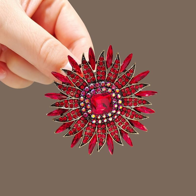Image of Rhinestone Crystal Sunflower Brooch Pin Elegant Wreath Brooch Clothing Hat Bag Skirt Accessories for Women