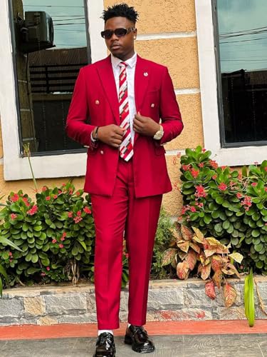 Mens Suit for Wedding 2 Piece Slim Fit Double Breasted Suits Men Tuxedo for Men V Neck Formal Business Suits for Party2