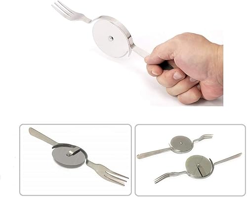 Miniatura 8 de Cuchillo y tenedor para pizza, cortador de pizza de acero inoxidable 430, cuchillo para tartas, tenedor de pastel, cortador de pizza súper afilado y