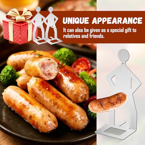 Yooyan Wurst Grillgestelle, 2 Stück Grillwursthalter Aus Edelstahl, Kreativer Stehender Mann Wurst Grillständer, Hot Dog BBQ Tools für Outdoor Camping Kochzubehör, Kreatives Geschenk für Grillliebhabe