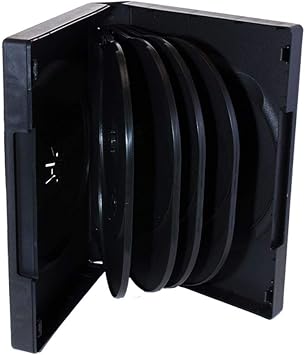 Maxtek Black 10 Disc CD/DVD/Blu-ray Case with 4 Flip Trays and Outter Clear Artwork Sleeve, 2 Pack