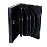 Black 10 Disc CD/DVD/Blu-ray Case with 4 Flip Trays and Outter Clear Artwork Sleeve, 2 Pack