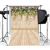 Mohoo 3x5FT Silk Flower Wood Wall Photography Backdrop Studio Props Background 90×150cm