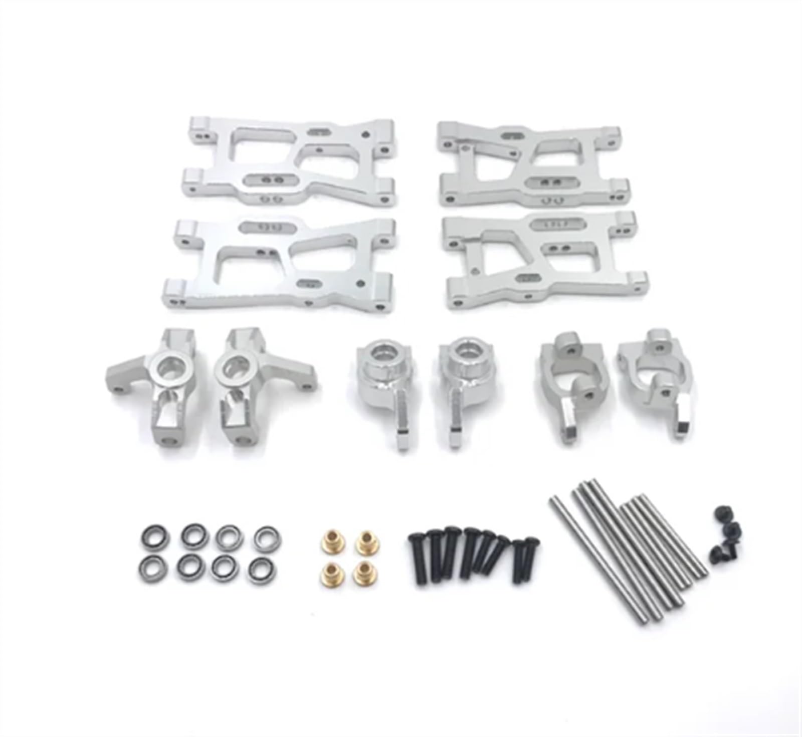 Per Wltoys 1/14 144001 144010 144002 124007 124008 1/12 124016 124018 124017 124019 Bracci Sospensione In Metallo Supporto Mozzo Sterzo Set Parti RC Di Aggiornamento Parti per auto RC(Silver