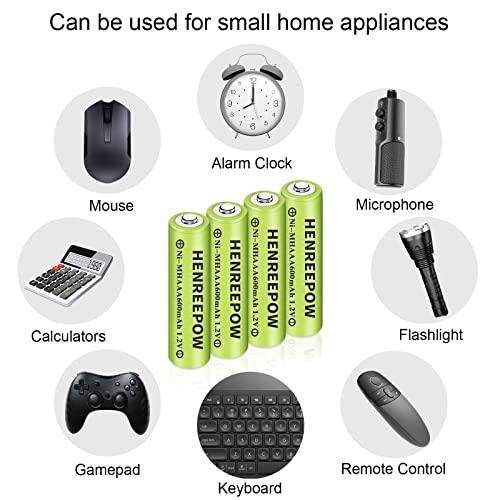 Henreepow Ni-Mh Rechargeable Aaa Batteries High Capacity 1.2V Pre-Charged Triple A Battery For Garden Lights, Outdoor Solar Lights, Battery String Lights, Pathway Lights (Aaa 600Mah-12Pack) #TOP5