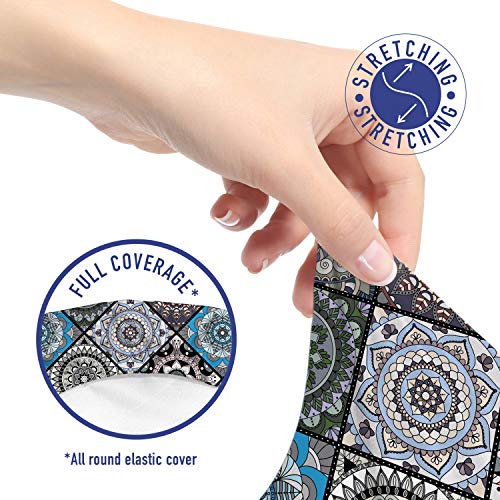 Ambesonne Moroccan Office Chair Slipcover, Detailed Flower Designs With Checkered Pattern And Antique Cultural Inspirations, Protective Stretch Decorative Fabric Cover, Standard Size, Grey Blue #TOP4