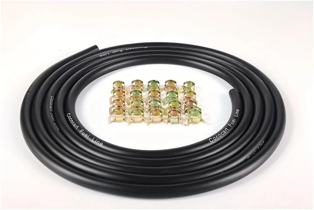 10 Feet 1/4 Inch ID Fuel Line Hose Inline 20pcs 2/5" ID Hose Clamps for Kohler Briggs & Stratton Small Gas Diesel Power