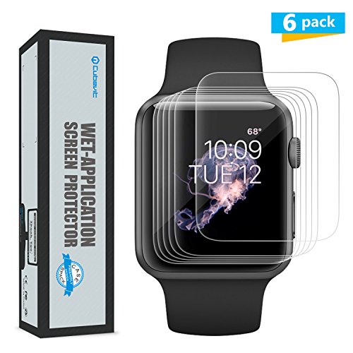 Cubevit VE-Apple WATCH-38MM Apple Watch Screen Protector, No-Peeling Off/Bubble Free/Full Coverage/HD Wet Applied TPU Film Screen Protector for Apple Watch Series 3/2/1, 6 Piece