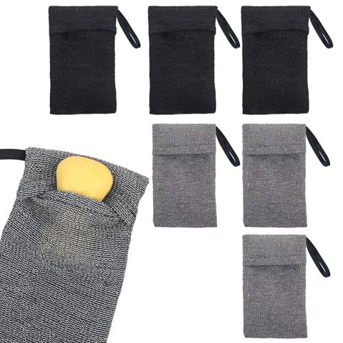 LUFFLOK 6 Stück Seifensäckchen für Feste Seife Seifenbeutel für Dusche Bad und Körper Peeling Handschuhe Shampoo & Festes Badezubehör Aufschäumen Seifensäckchen für Dusche und Bad (6 Stück)