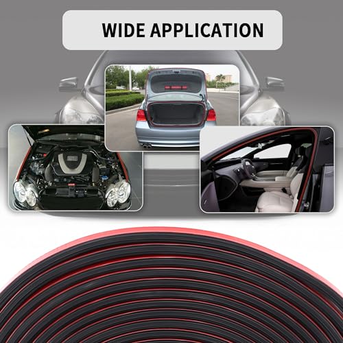 16.4Ft Automotive Weather Stripping,Upgrade Soundproofing Car Door Seal Strip with 3 Layer Structure,Universal Car Accessories Rubber Driver Door Seal for Car Door/Hood (16.4Ft)