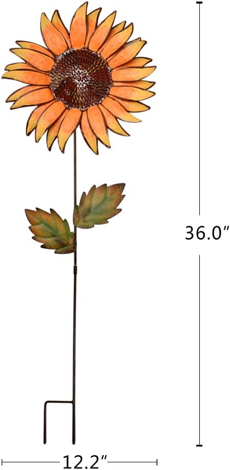Attraction Design Flower Garden Stake Decorative Flower Yard Stake, Sunflower Decor Metal Yard Art Decor Outdoor Garden Decoration for Patio Porch Lawn Pathway Backyard 12.2" W x 1" D x 36" H : Patio, Lawn & Garden