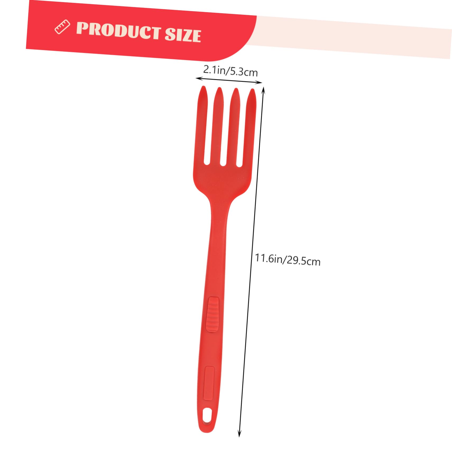 MOLUCKFU Silicone Cooking Fork Non Stick Fork Baking Fork Practical Cooking Fork Giant Fork Huge Fork Spaghetti Fork Stirring Forks Noodles Bacon Pasta Ergonomic Dinner Fork Red
